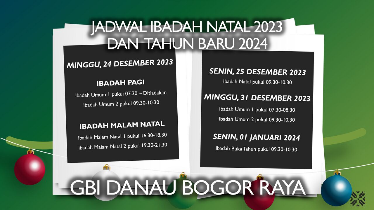 Jadwal ibadah Natal 2023 dan Tahun Baru 2024